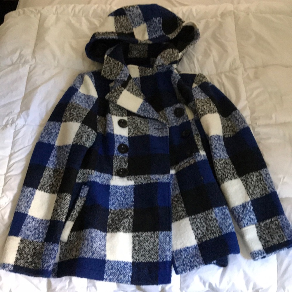 Blue & Black checked Peacoat